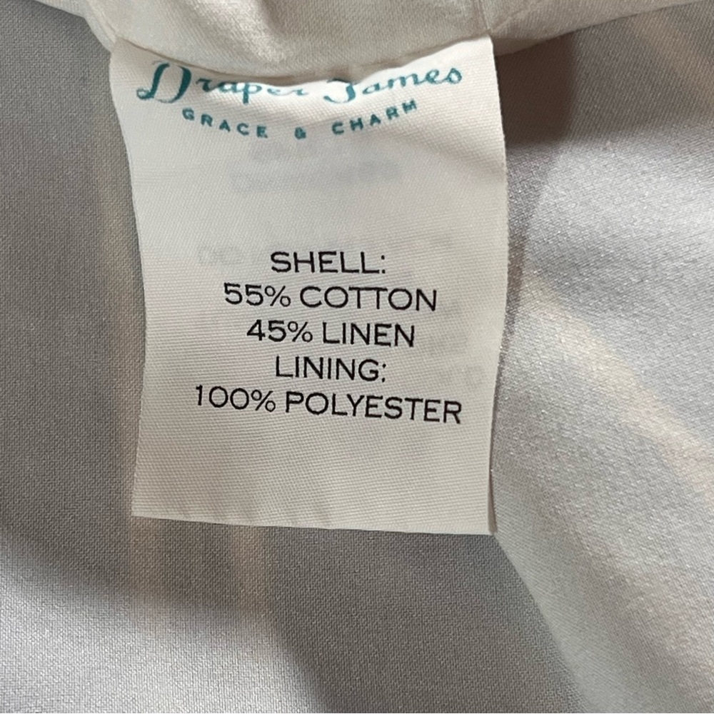 Draper James Linen Blend Embroidered Eyelet Blue White Pinafore Ruffle Dress 12 - Picture 11 of 16